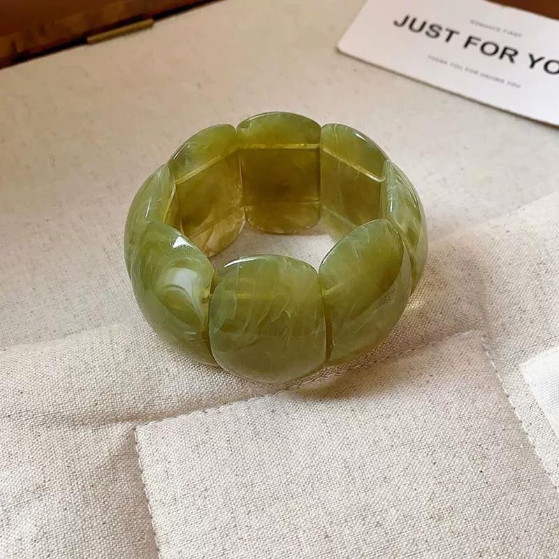 Caiyao Retro Acrylic Chunky Geometric Elastic Bangle Bracelets Colorful Wide Chunky Irregular Resin Wristband Statement Bracelet for Women Fashion Party Wedding Jewelry Gifts - Image 2