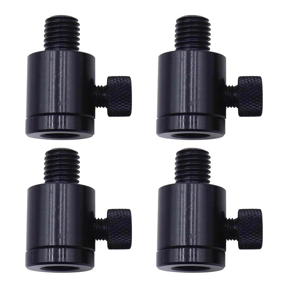 Teron 4-Pack Carp Fishing Quick Change Adapters, 3/8" Thread, Black Aluminum Connector for Alarms & Rod Rests