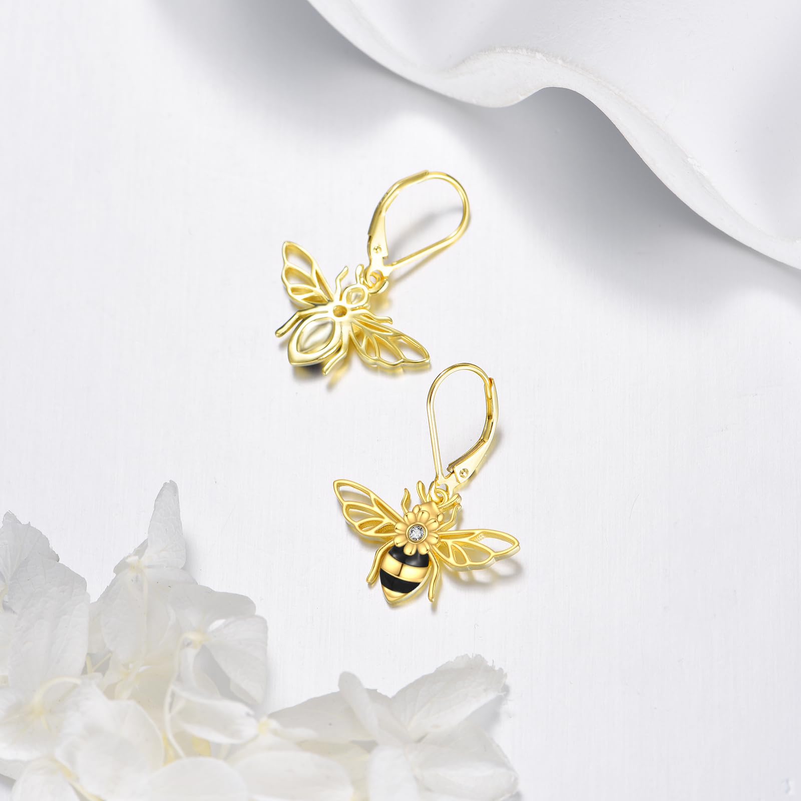 Pendientes de abeja/zorro/rana para mujer, plata de ley, diseño de abeja, zorro, rana, joyería de animales, regalos para mujer