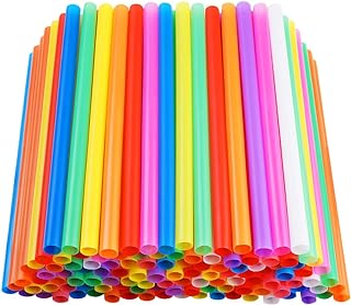 200 PCS Jumbo Smoothie Straws, Colorful Disposable Plastic Large Wide-mouthed Milkshake Straw (0.43" Diameter and 8.2" long)