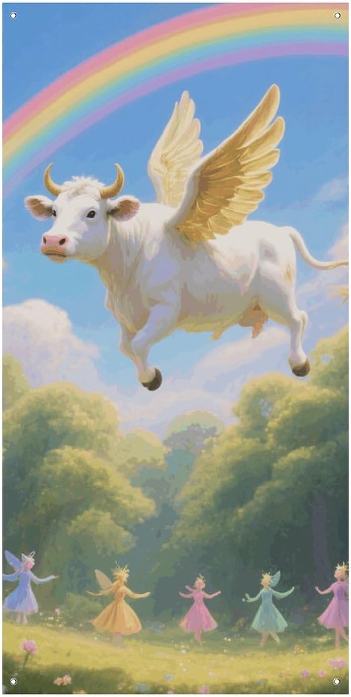 Spring Cow Decoration Door Banner Welcome Door Cover
