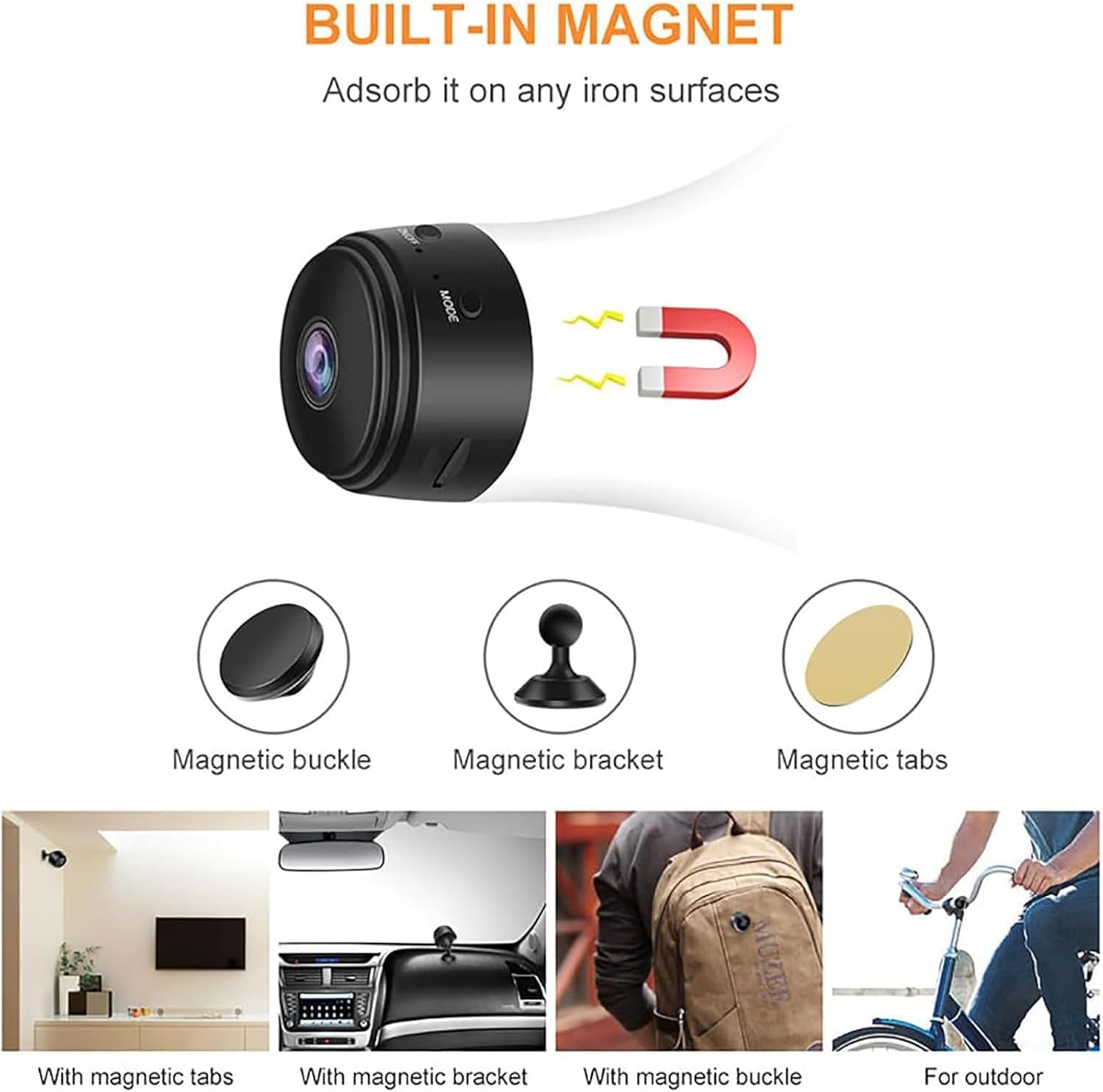 House Guard Security Camera, 1080p Hd Wireless Security Camera | Magnetic Mini Design, Guard House Security Camera, for Home Indoor Outdoor Office Surveillance (32 GB)