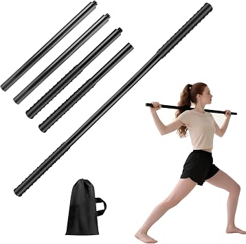 5ft Yoga Stick, Steel Stretching Stick for Mobility, Flexibility and Balance, Versatile Exercise Stick with Rubber Handles for Office, Home or Fitness