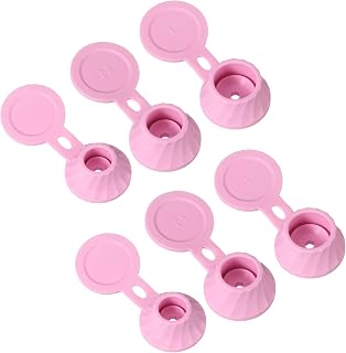sourcing map 6 tapas de vaciado de botellas, 3 tamaños, champú boca abajo, tapa invertida a prueba de fugas para botellas de gel de ducha, lociones, champús, condimentos de cocina, color rosa