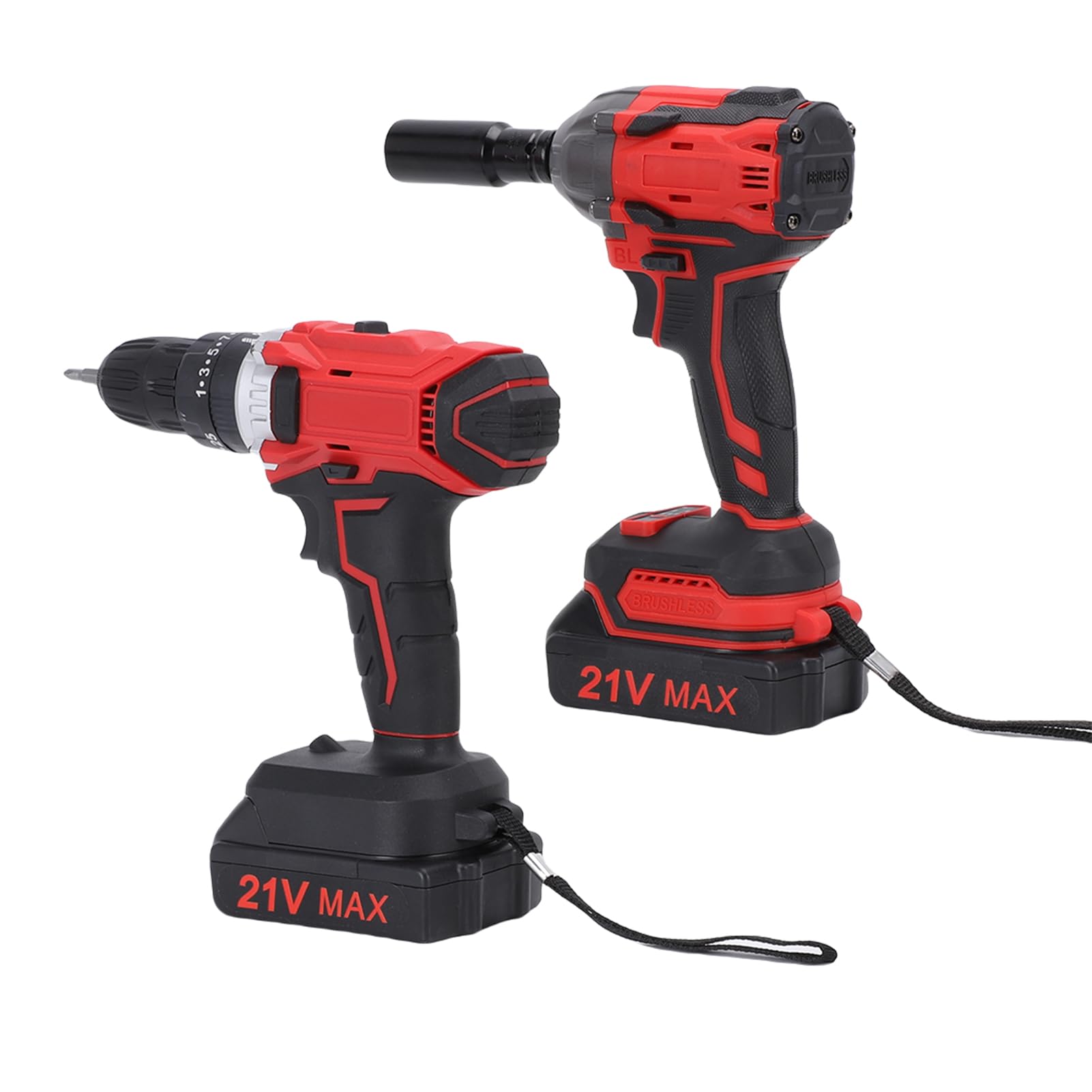 FTVOGUE Taladro Inalámbrico y Llave de Impacto Combinado, 20V, 2 Piezas,