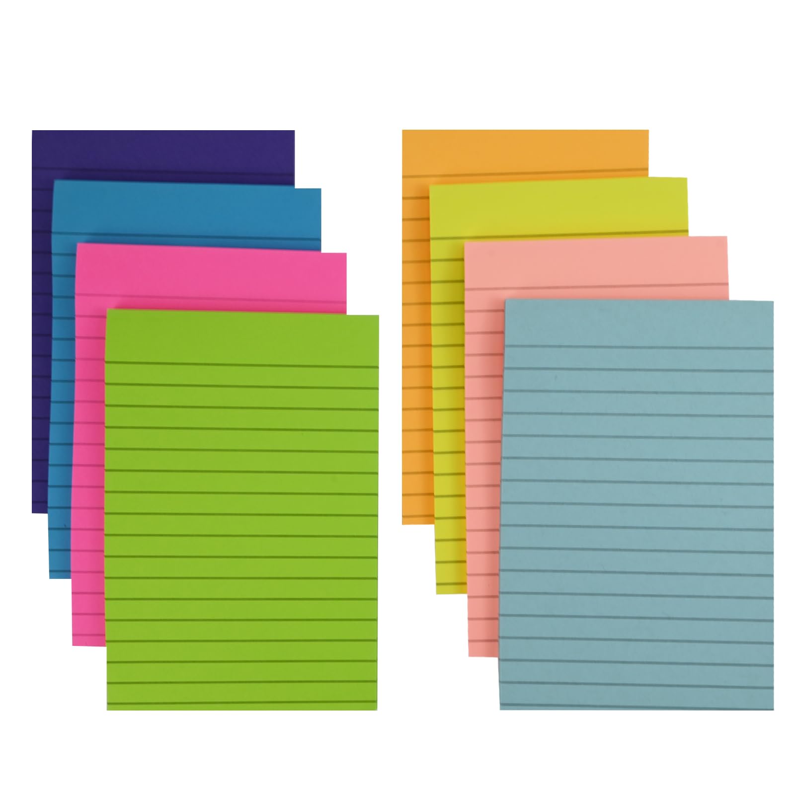 360 Sheet Lined Sticky Notes, 4x6 inch Colorful Ruled Post Stickies, 8 Pads Sticking Power Memo Pads, Self Stick Striped Reminder Pad, Bright Colours Peel-Off Notes, Sticky Notepads for Office School