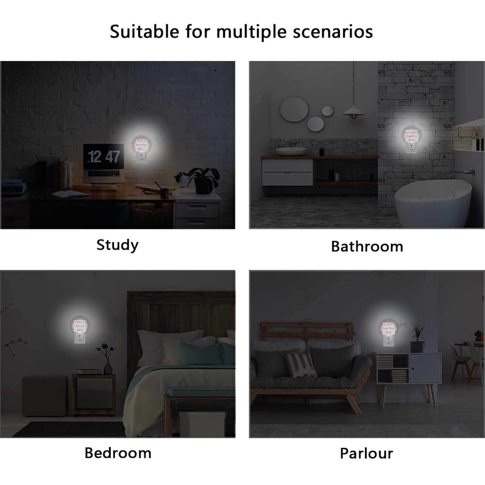Vdsrup Custom Night Light Set of 2 Personalized Nightlights Plug in LED Nightlight Auto Dusk to Dawn Sensor — view 5