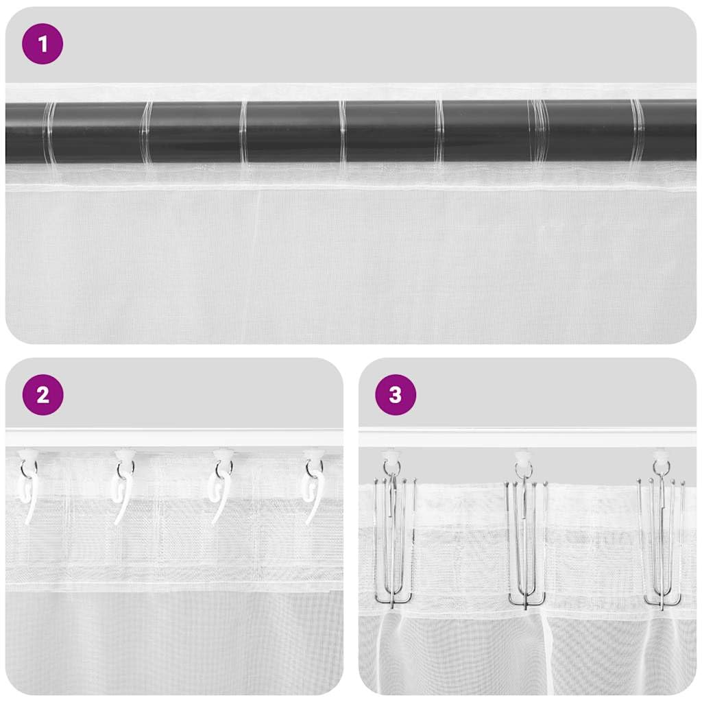 Tende in voile con passante, 140 x 225 cm, in poliestere, decorazione per finestre, protezione dagli sguardi indiscreti e protezione solare, per balcone, soggiorno, camera da letto, set da 2