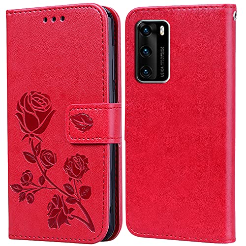 Funda para Huawei P40, Carcasa Libro Tapa de Cuero Piel Wallet Case Flip Cover Huawei P40，con Kickstand,Tarjetas Ranura Magnética Cartera
