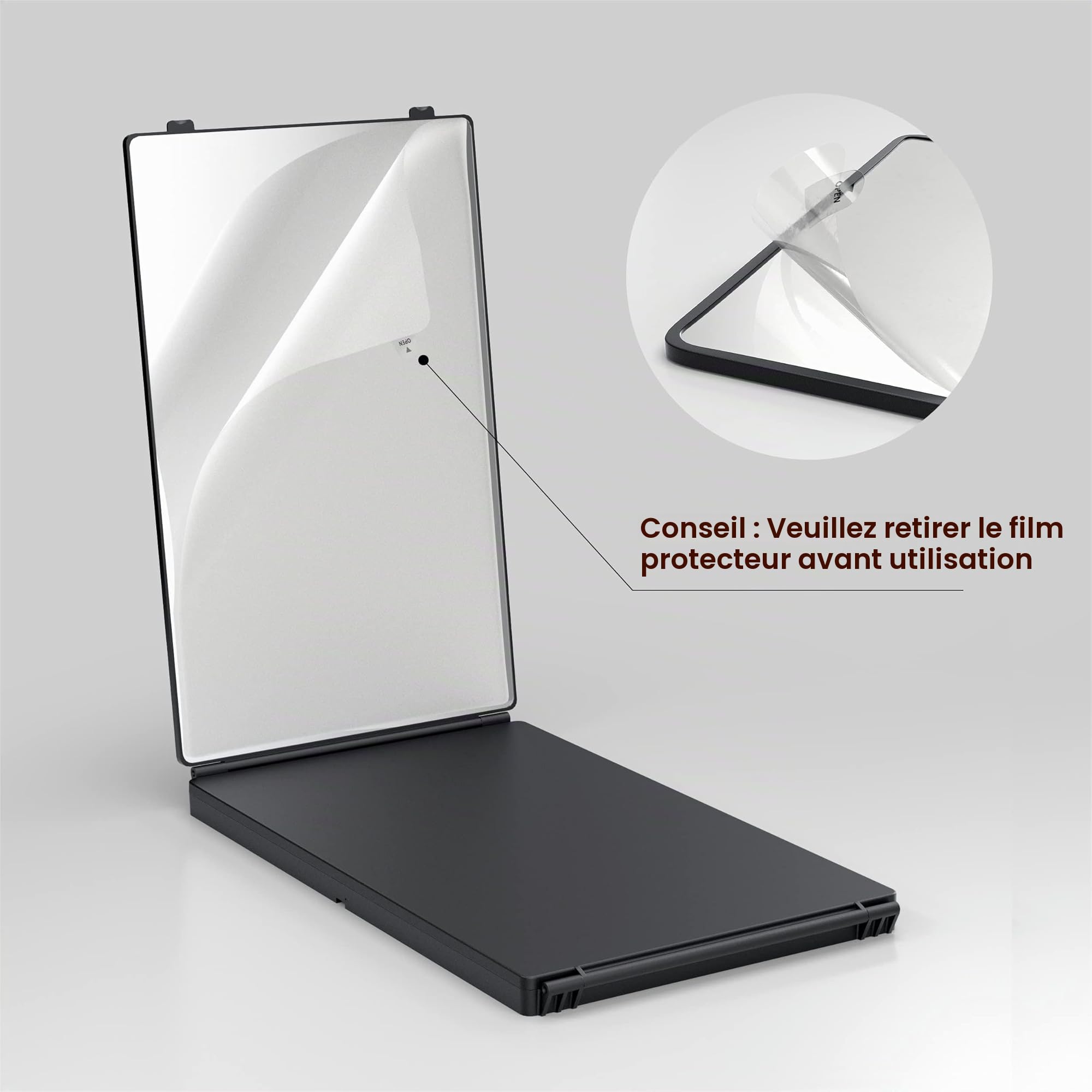 JUSRON Miroir à Suspendre à 360 ° - Cosmétique Miroir Pliable en 3 Parties - Réglable en Hauteur - pour Le Maquillage, Le Rasage, la Coiffure - sans LED