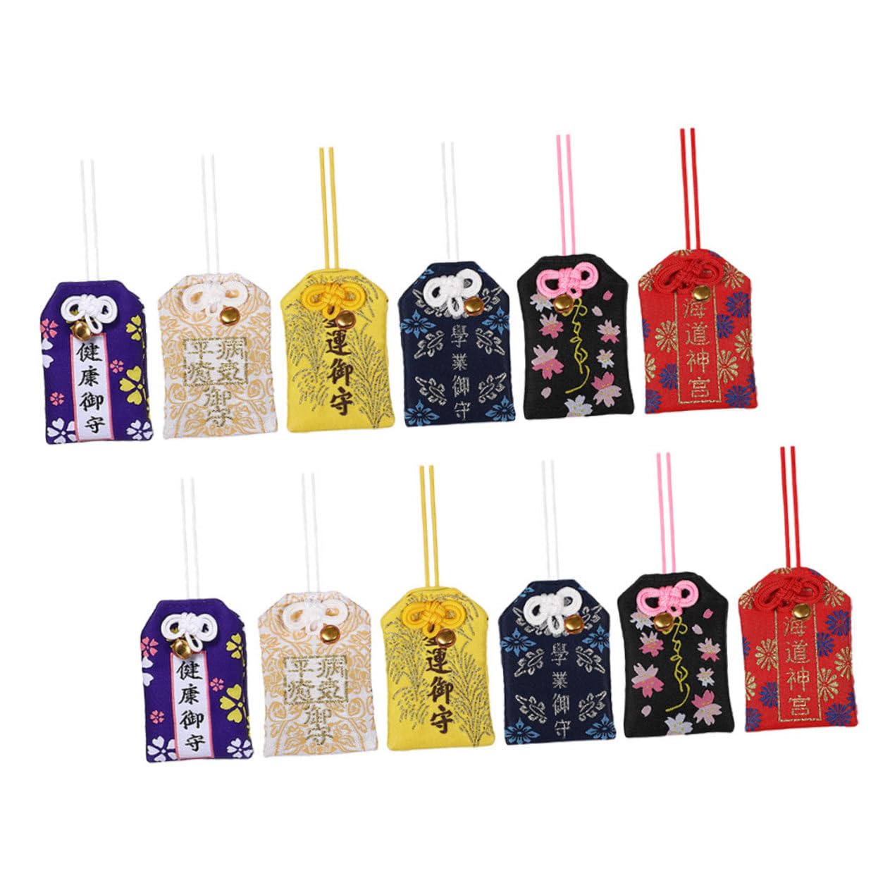 12 Stück Teiliges Japanisches Omamori Kleine Segensbeutel Traditionelle Japanische Glücksbringer Handgefertigte Amulett Deko Vielseitige Festtagsdekoration und Geschenkidee