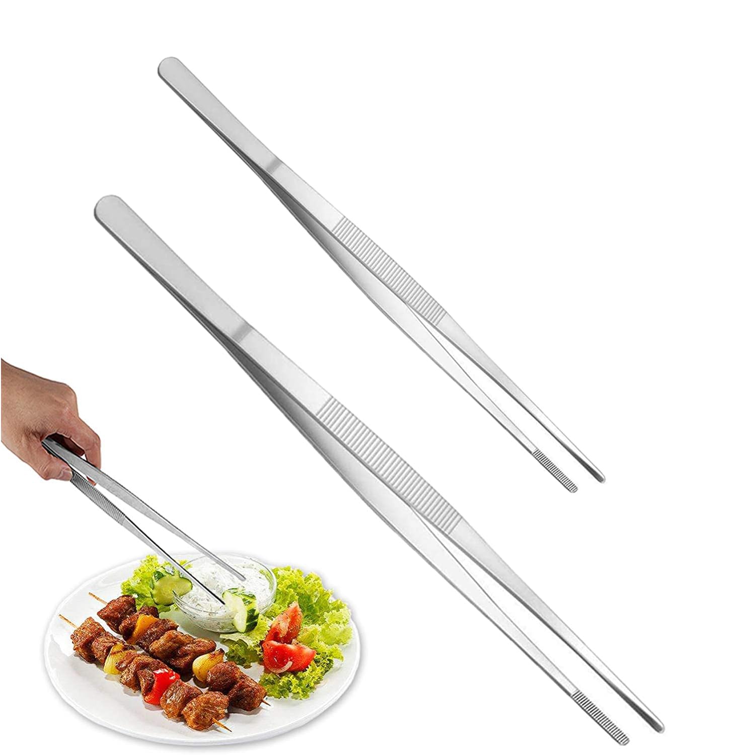 Pinze Da Cucina Professionali In Acciaio - Set 2 Pezzi (20cm E 30cm) Per Griglia, Barbecue E Cucina - Foto 6
