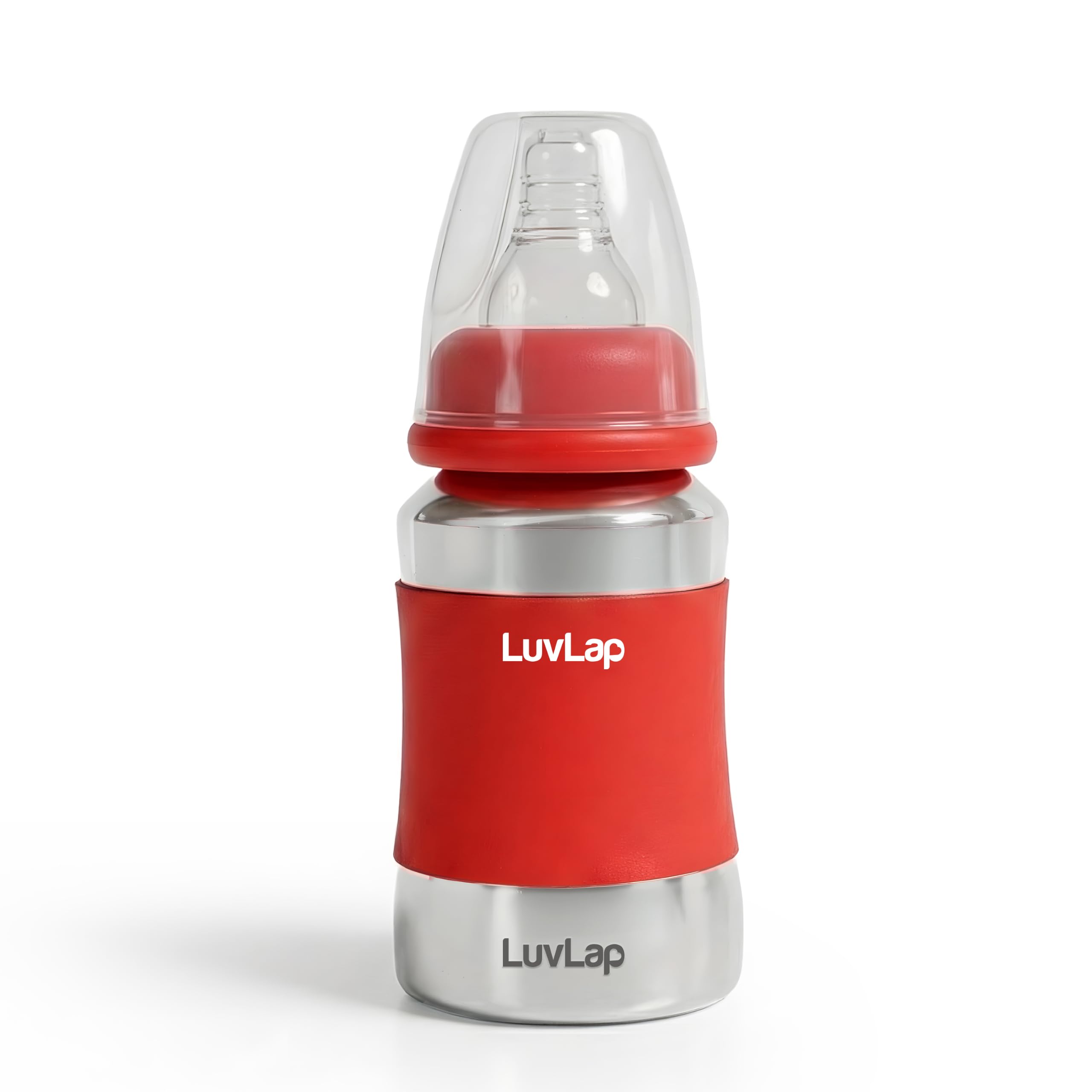 LuvLap Baby Steel Feeding Bottle 140ml, Made of SS304 Rust Free Steel, Baby Milk/Water Bottle with Dust Cover, Heat Protective Silicone Cover, BPA Free, Odour Free, Leak Proof, Red, 0M+-picture-28