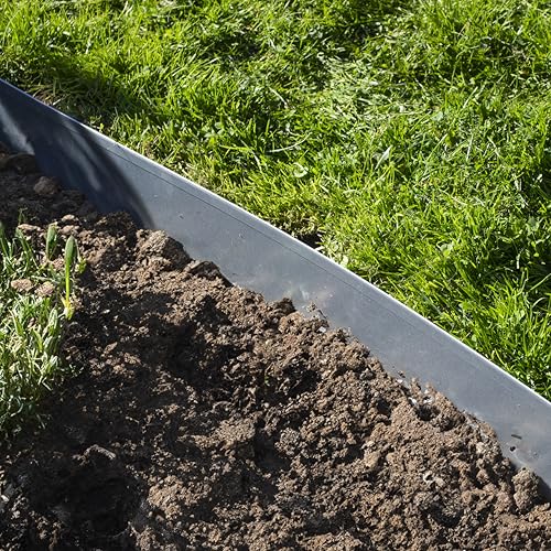 Meister Rasenkante - 5 Stk - 1 m lang - 13 cm hoch - Verzinkter Stahl - Einfache Steckmontage - Formbar und langlebig, Ideal zur Beetbegrenzung und Wurzelsperre, Beeteinfassung, Beetumrandung, 9957600