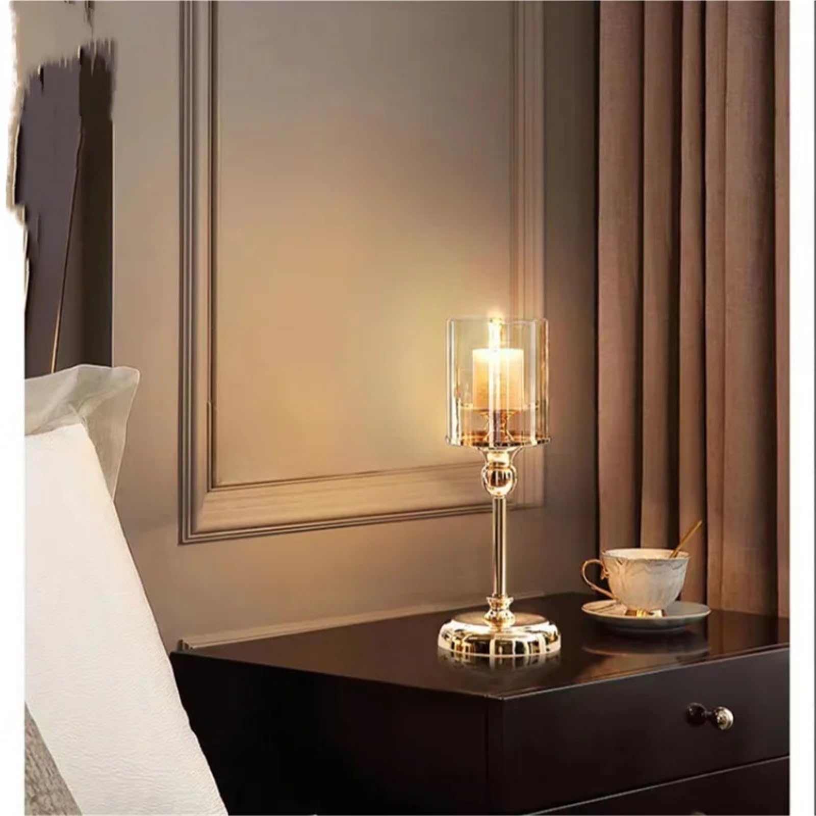 Kerzenständer 3-teiliges Teelicht-Kerzenhalter-Set, goldene Glas-Kerzenhalter for Esszimmer, Couchtisch, Hochzeit Für Heimdekoration