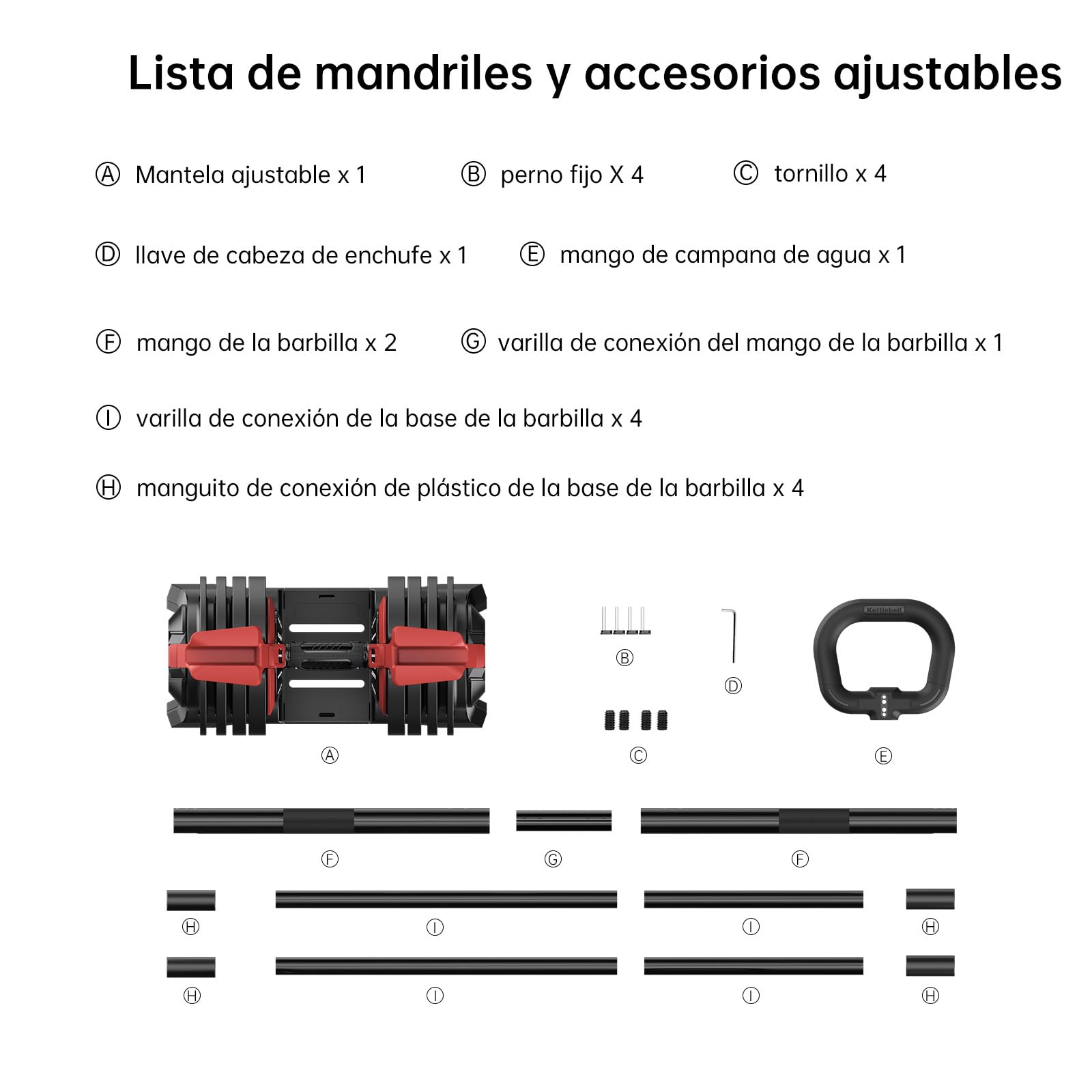 Set di Manubri Regolabili, 3 in 1 Peso Della Mano per Donne e Uomini a Casa, Attrezzature per l'allenamento Della Forza, Sollevamento Pesi, Manubri per Bodybuilding (Una Manubri e Altri Accessori)