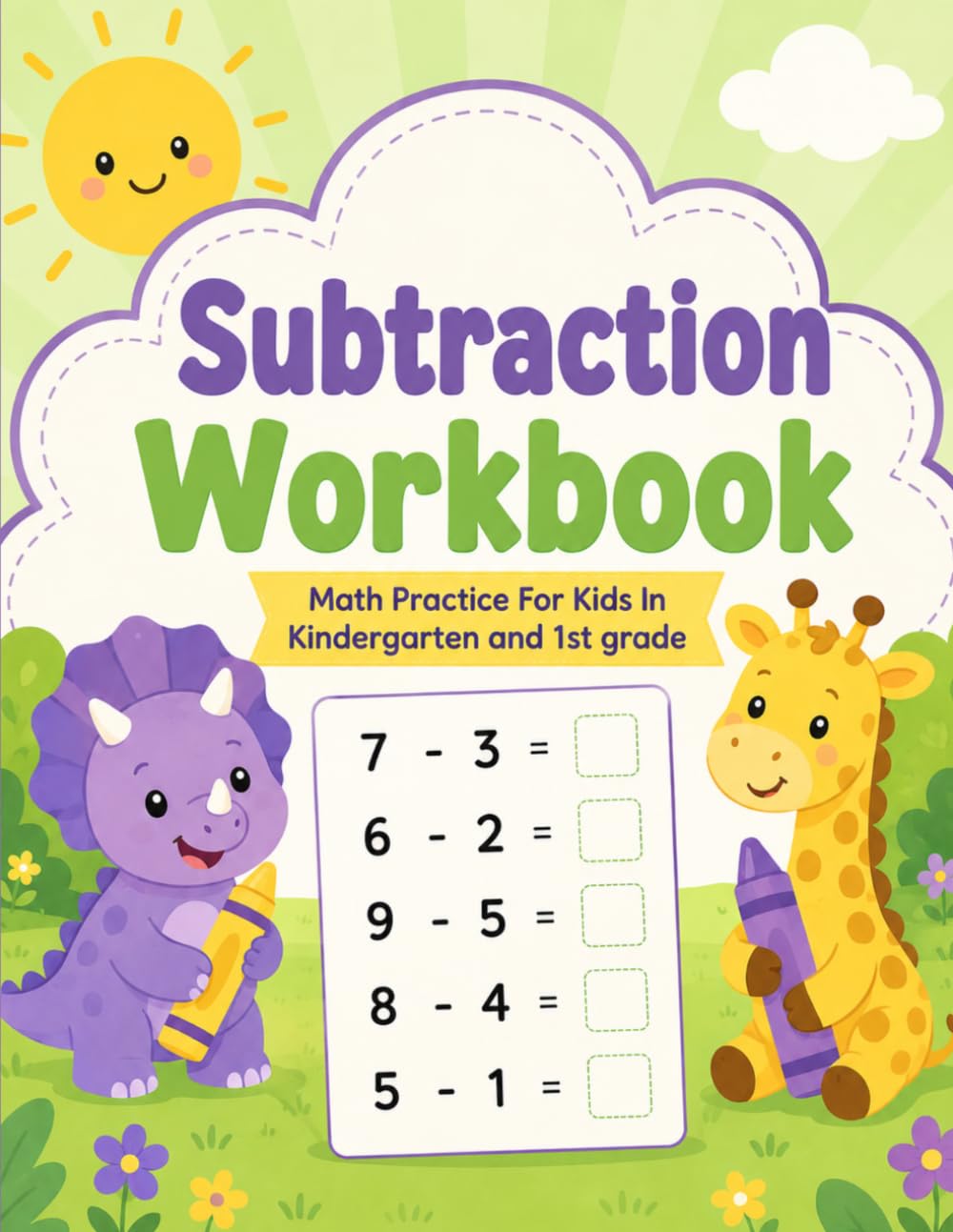 Subtraction Workbook Math Practice Kids Kindergarten: 1st Grade Single Digit No Regrouping Worksheets