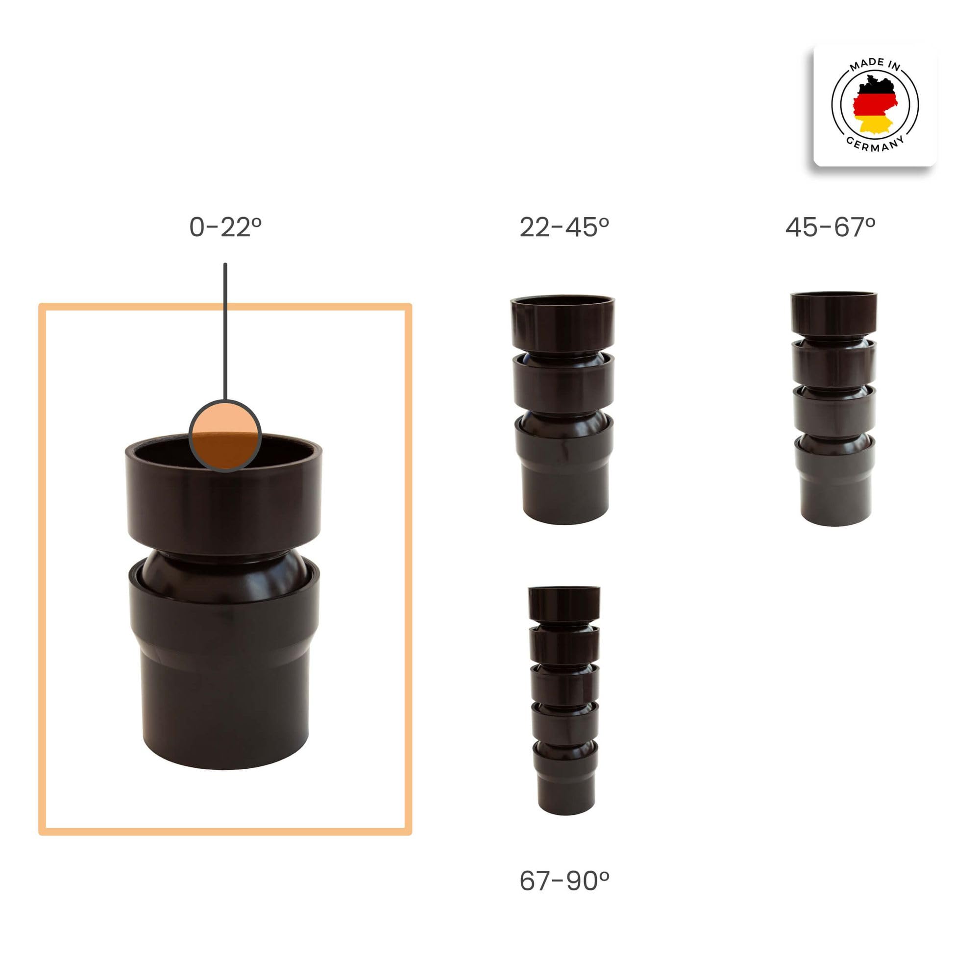 INEFA Flexible Rain Pipe Bend, PVC DN50 / 50 Mm 0-22 Degrees, 1 Arc