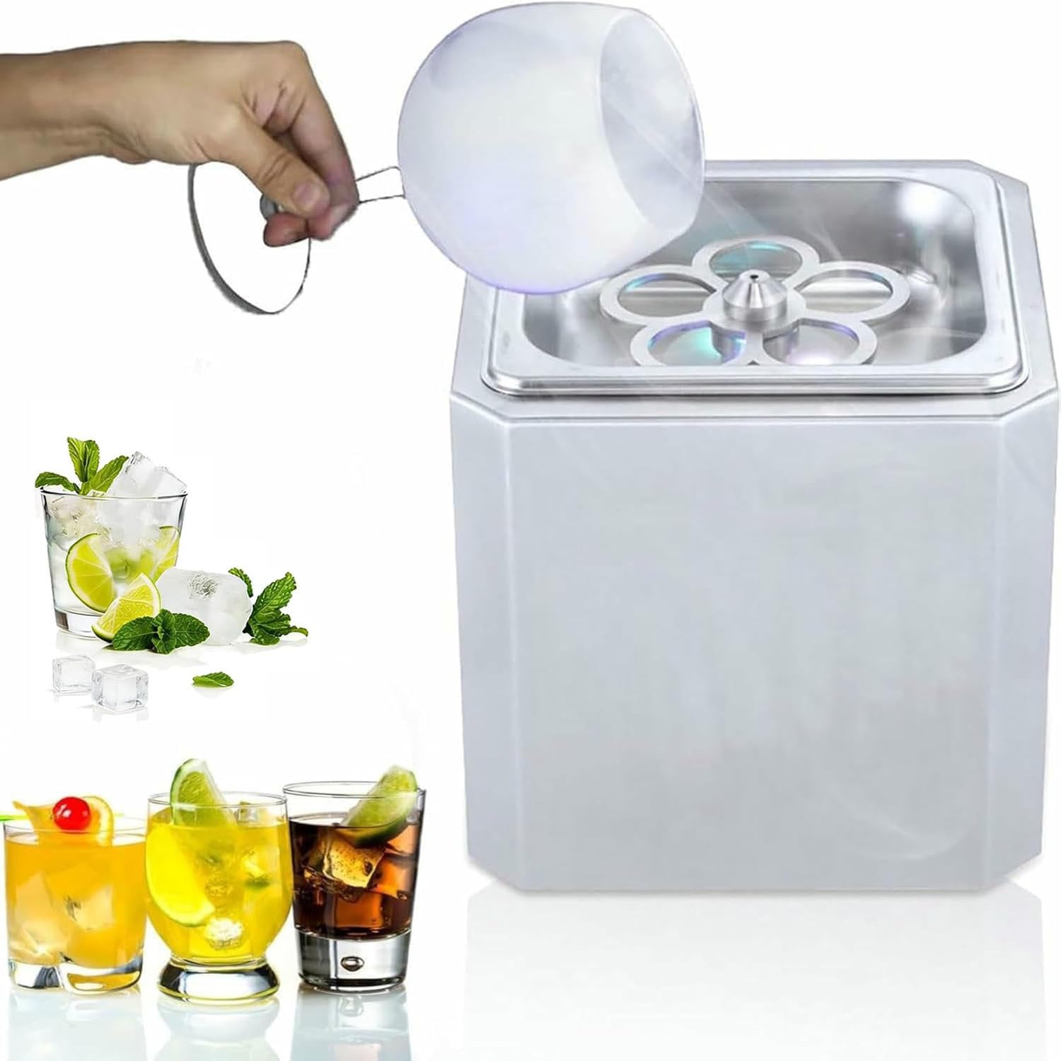 LjlXanthiper Professional Glass Froster Chiller,Mini Co2 Glass Froster Maker,Stainless Steel Ice Cup Machine,Be -25°c Quickly,For Glasses Cocktail,Beer,Wine,For Bar,Restaurant,Kitchen B