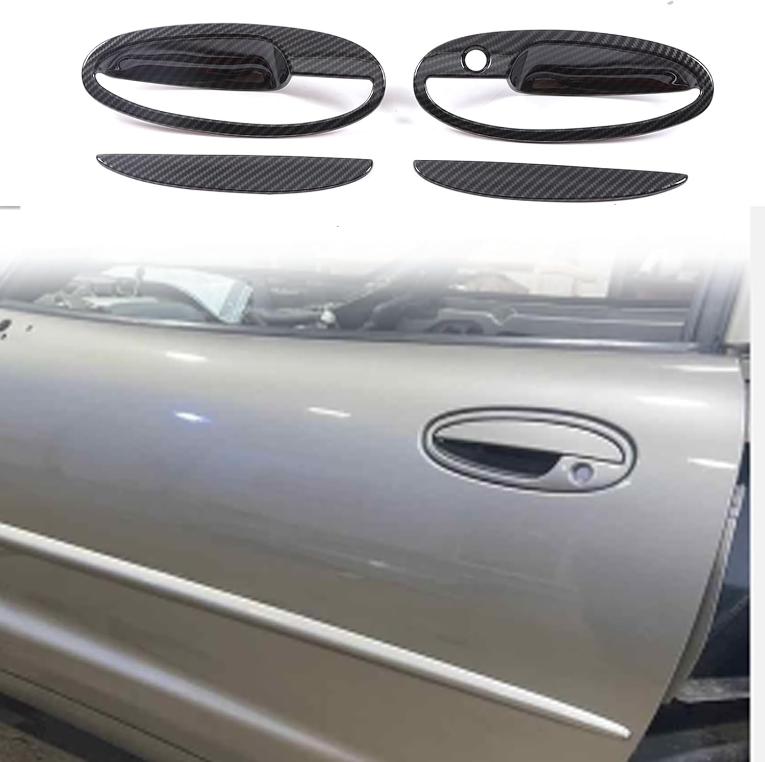 Exterior Door Handle Cover Compatible with Chevrolet Corvette C5 1997-2004, Car Side Outside Door Handle Outer Trim Cover Protector Decoration Covers Accessories (Glossy Black)