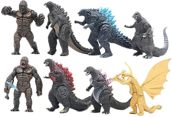 U/B 8Sets Godzilla Movie Monster Godzilla vs. Kong Toy,King of The Monsters, Best Gift for Boys Girls