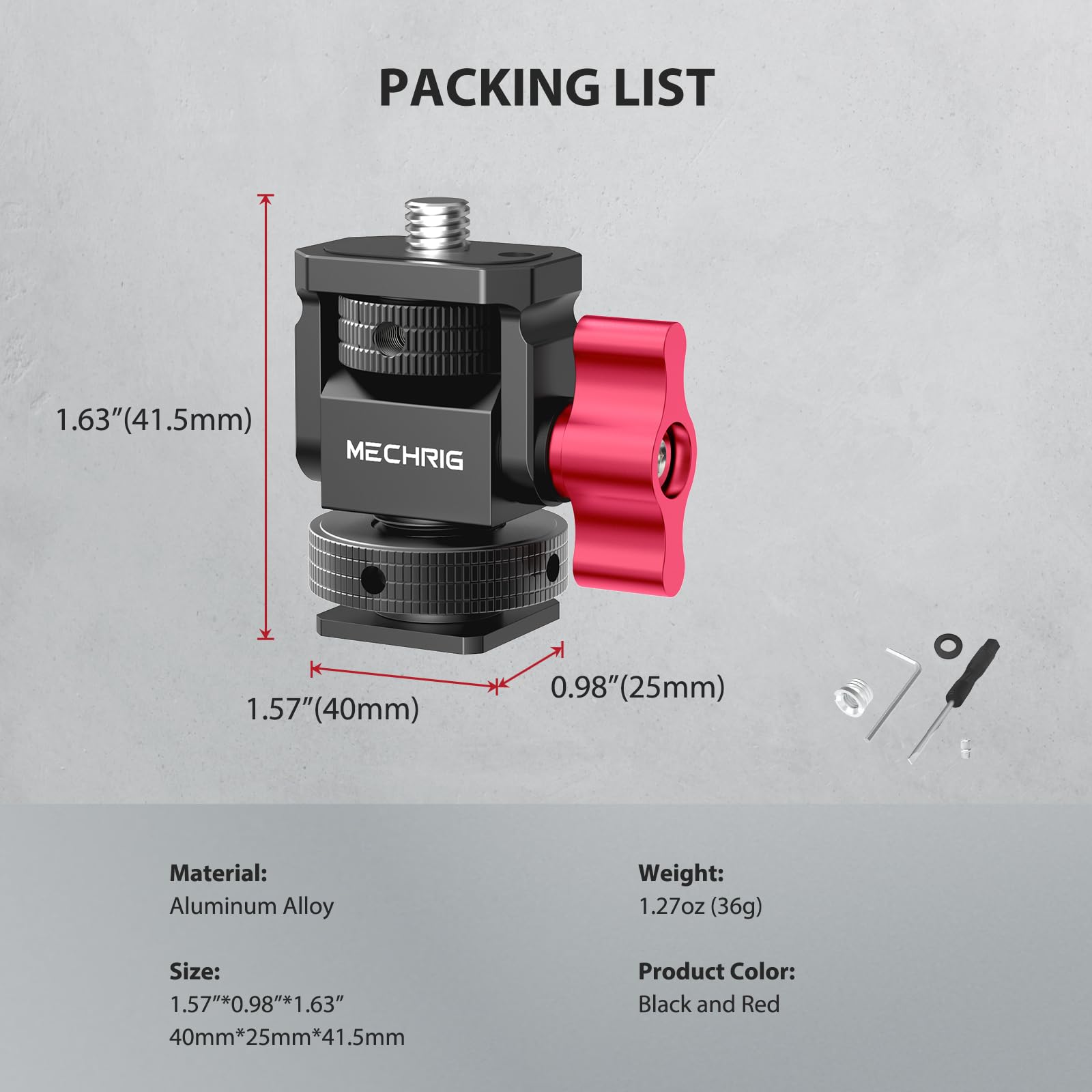 Support de moniteur pour mini caméra avec griffe, support de moniteur en aluminium avec vis 6,35 mm pour cage de micro à lumière LED, adaptateur de griffe pivotant à 360° et amortissement