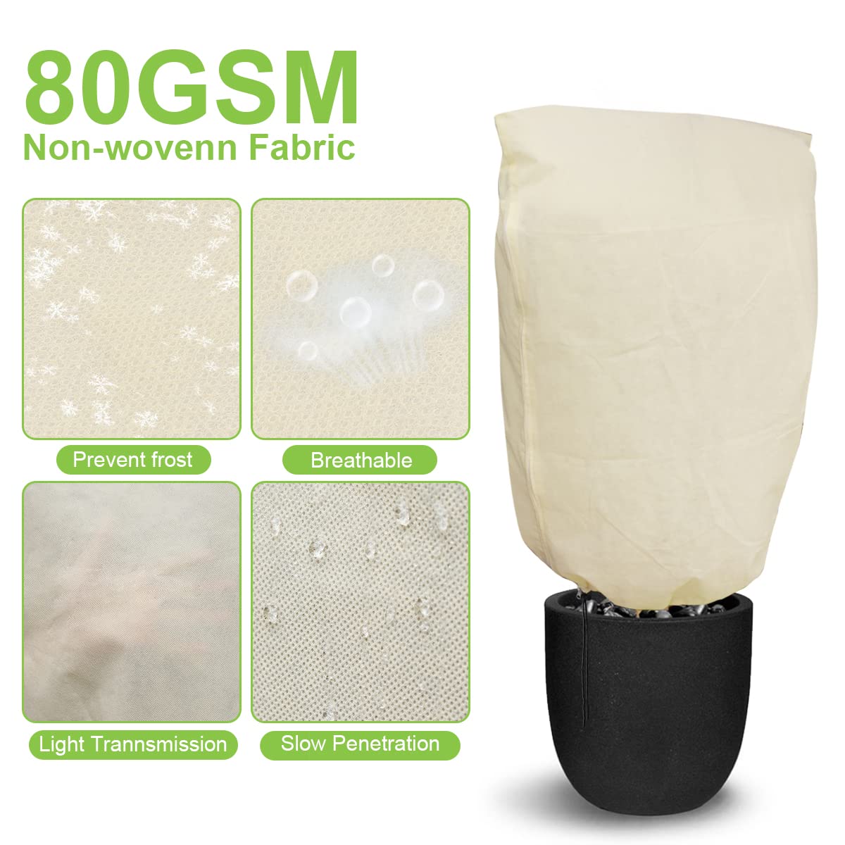 Tesmotor Funda para Plantas, Saco Cubre Plantas, Cubierta para Plantas Protección contra Congelación y contra Nieve para Invierno, 2 Unidades(120 x 180 cm)