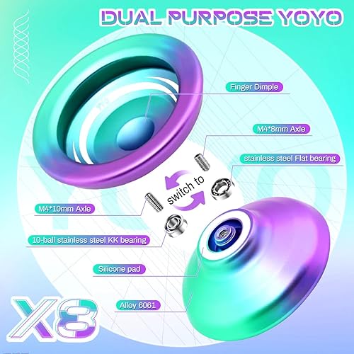 Miniatura 4 de 7YO Yoyo X8 para niños principiantes, Yoyo profesional sensible con yoyos de doble función + 10 cuerdas de yo yo, estuche de almacenamiento, kits de