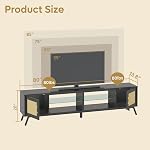 Bestier 80 Inch Rattan TV Stand with Storage for 85 Inch TV, 4-in-1 Mid Century Modern Entertainment Center with LED Lights, Doors and Adjustable Glass Shelves for Living Room
