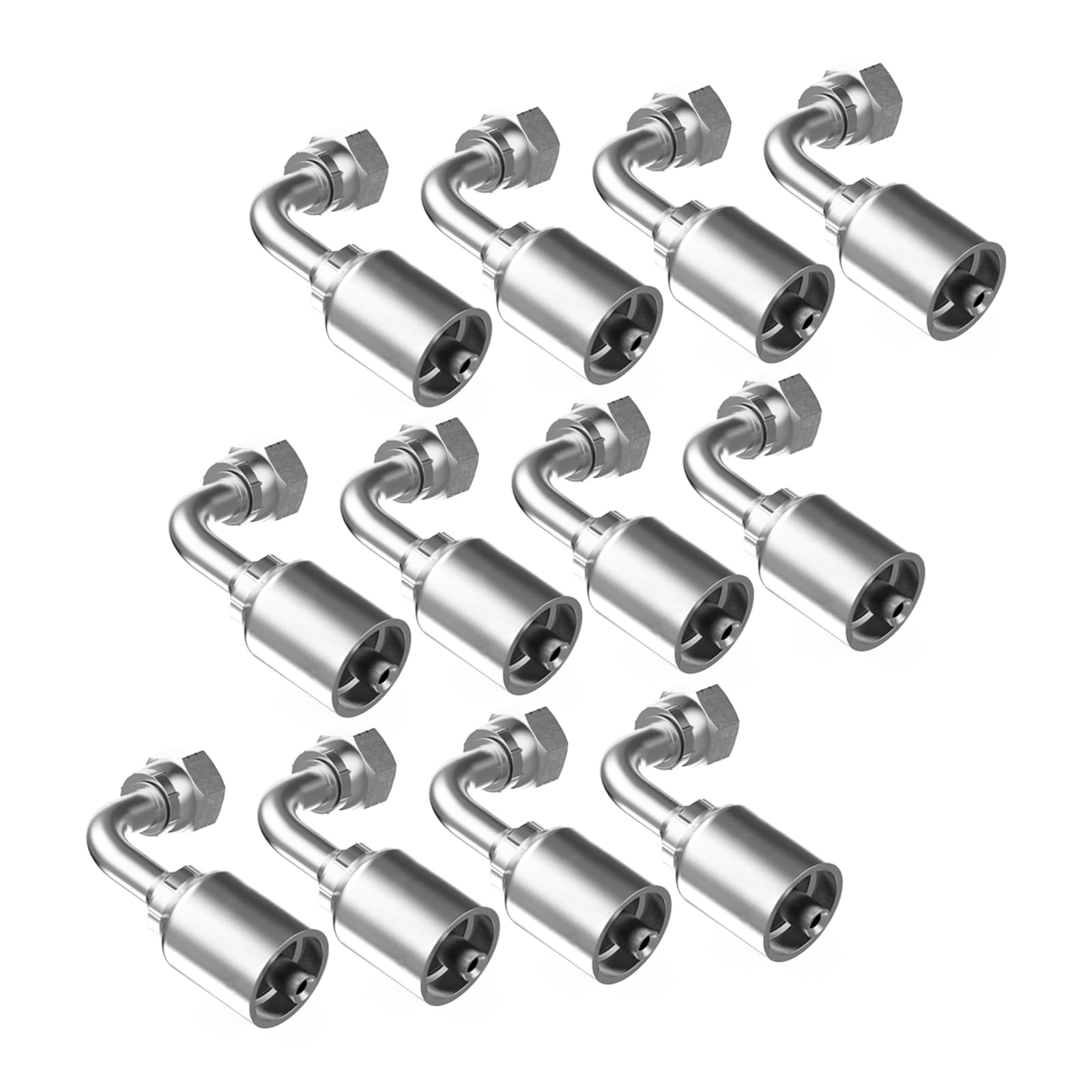 12PCS 1/2" JIC 37° Female Hydraulic Hose Fittings 90° Elbow, Hydraulic Hose Crimp Fitting Ends for Air Hose Repair Kit — view 14