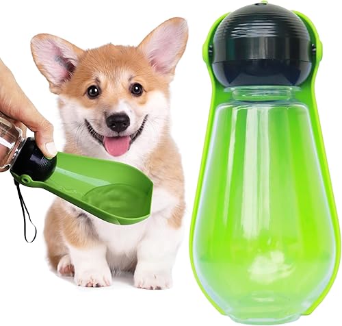 PAPS Botella de agua portátil para perros para viajar con cualquier mascota, 15 onzas en verde
