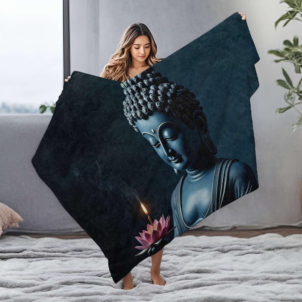Couverture en flanelle bouddha lotus pour s'évader à la plage ou au salon en famille
