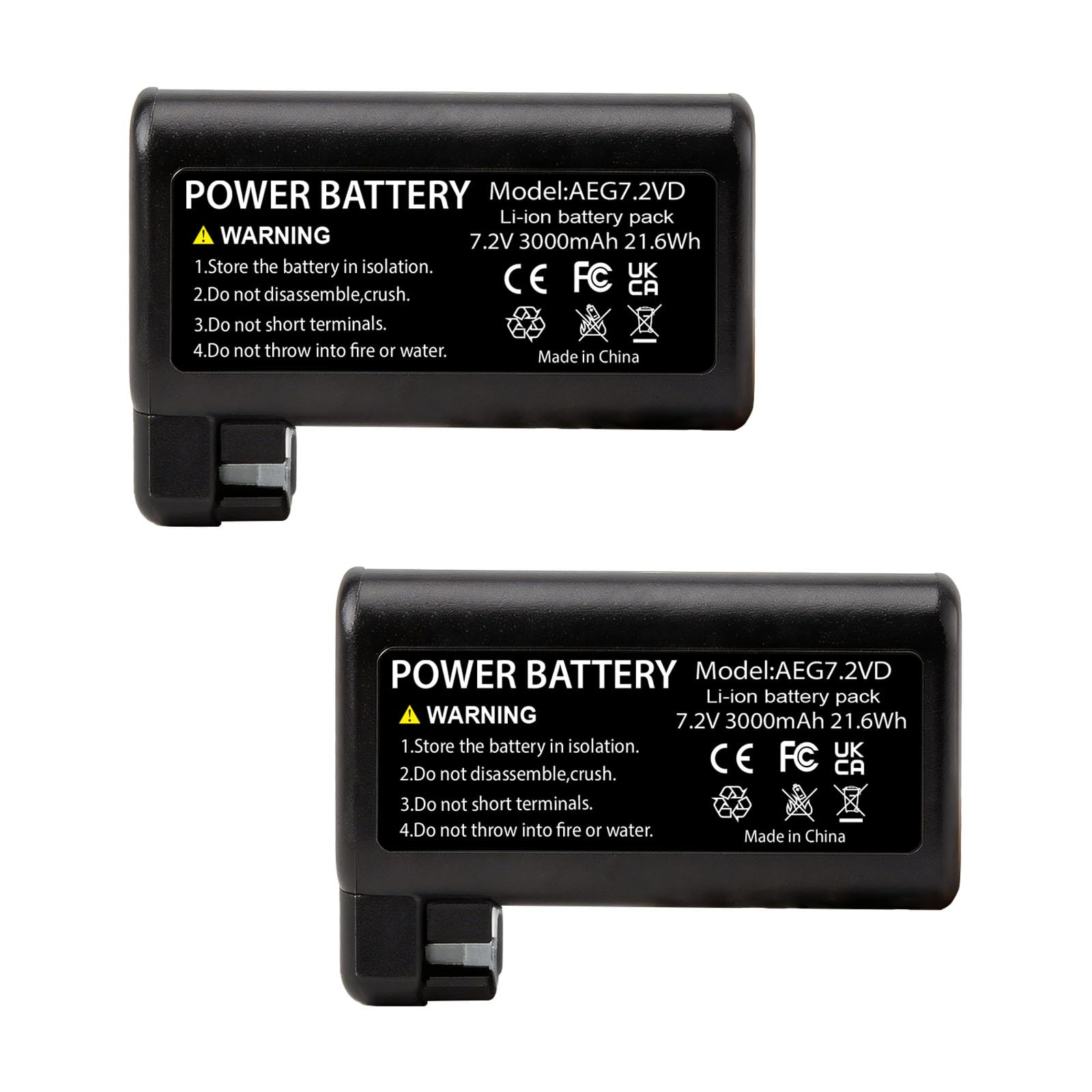 Lot de 2 batteries de rechange Li-ion 3000 mAh 7,2 V compatibles avec AEG Electrolux Osiris RX7-1-TM, RX9-1-SGM, RX9-1-IBM, RX9-2-4STN, RX9-2-4ANM, RX9, RX8-1-4WN
