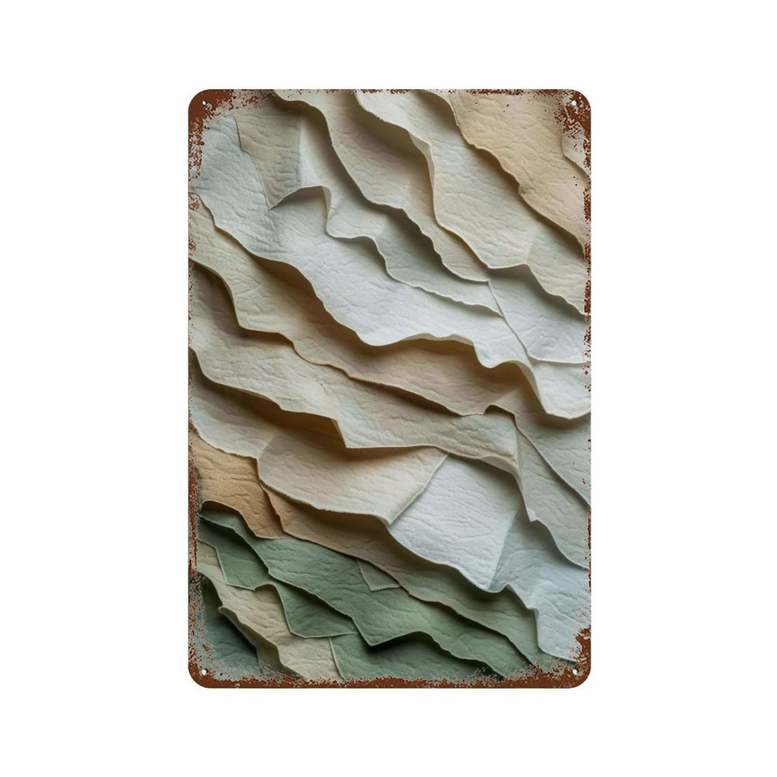 WUJHGRSG Earth Tone Papercut Wavy Layered Terrain 02 Wall Art Retro Iron Vintage Metal Tin Sign Poster Modern Decor for Home Cofffee Club Bar Shop Style 30x20cm