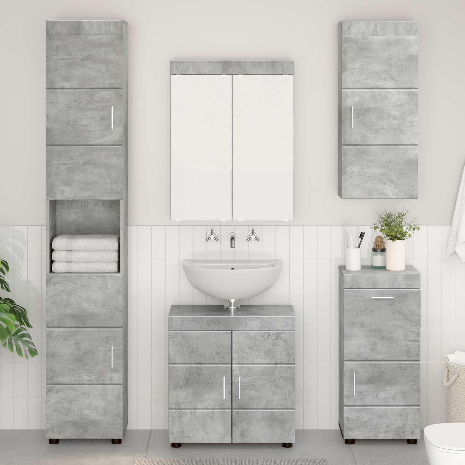 vidaXL Armoire Murale de Salle de Bain Tulum Gris béton