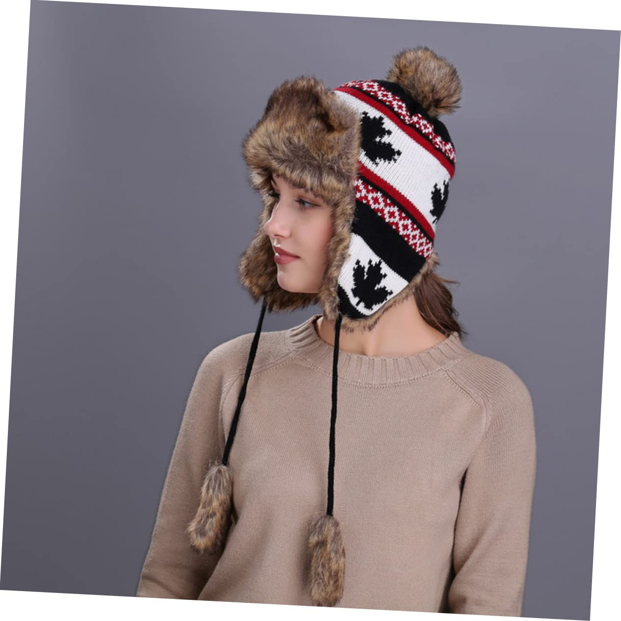 4 Piezas gorro de arce sombrero de mujer gorra con orejeras sombrero con orejeras gorro termico cálido caliente aire a prueba de viento lana