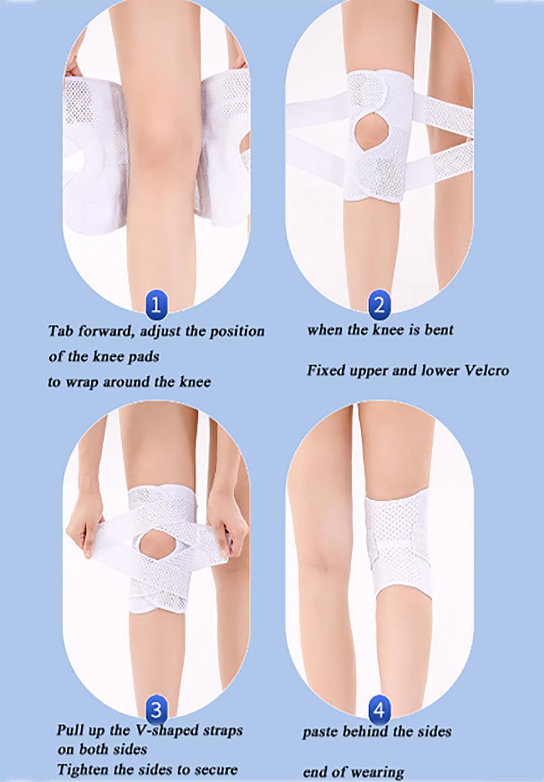 Rodillera para Hombres y Mujeres, Rodillera Ajustable con Estabilizadores Laterales, Rodillera para Aliviar El Dolor para Fútbol, ​​Baloncesto, Correr, Tenis, Voleibol,A-M