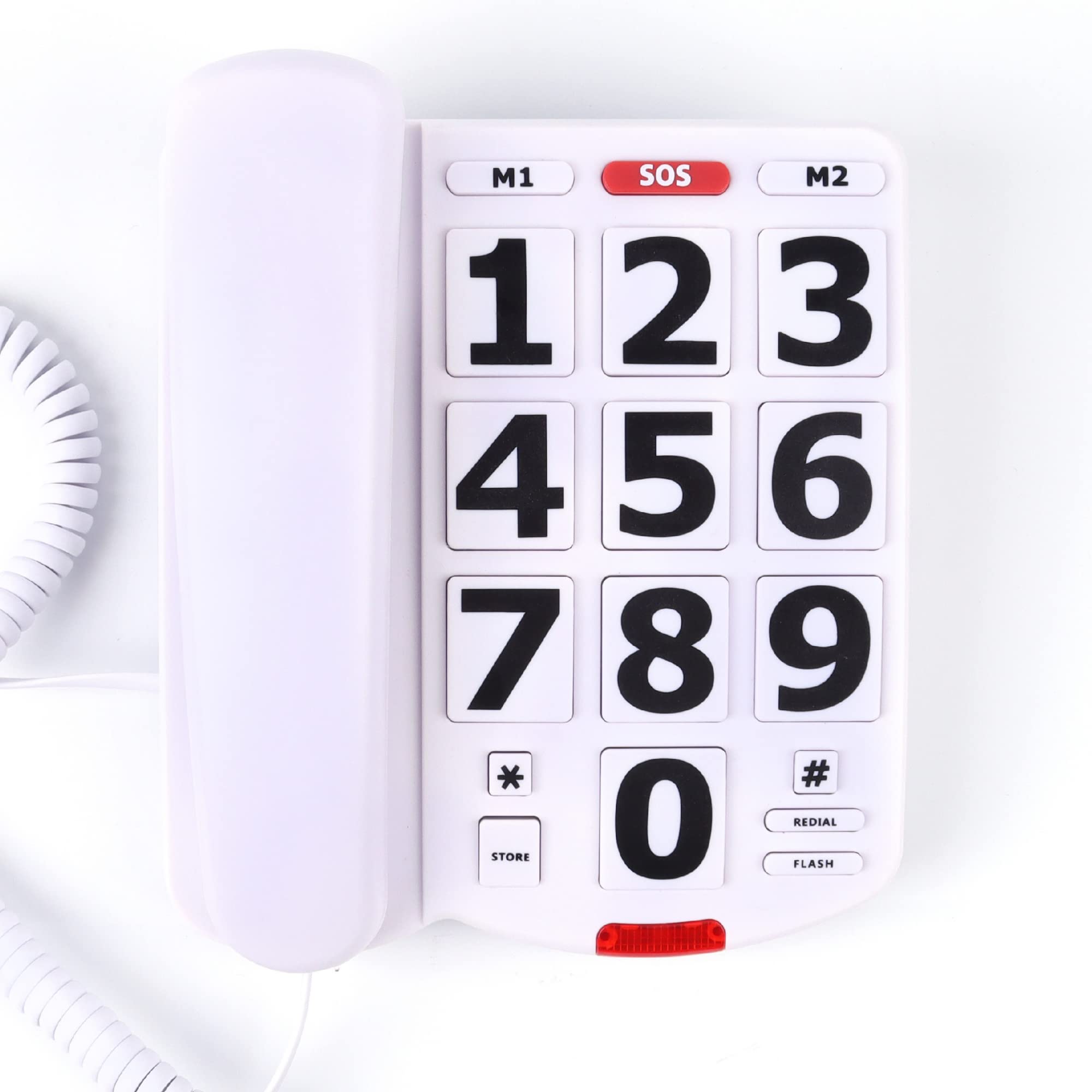 Dododuck Corded Big Button Phone for Seniors, Extra Loud Ringer, Adjustable Volume and Long Cord, for Hearing and Visually Impaired