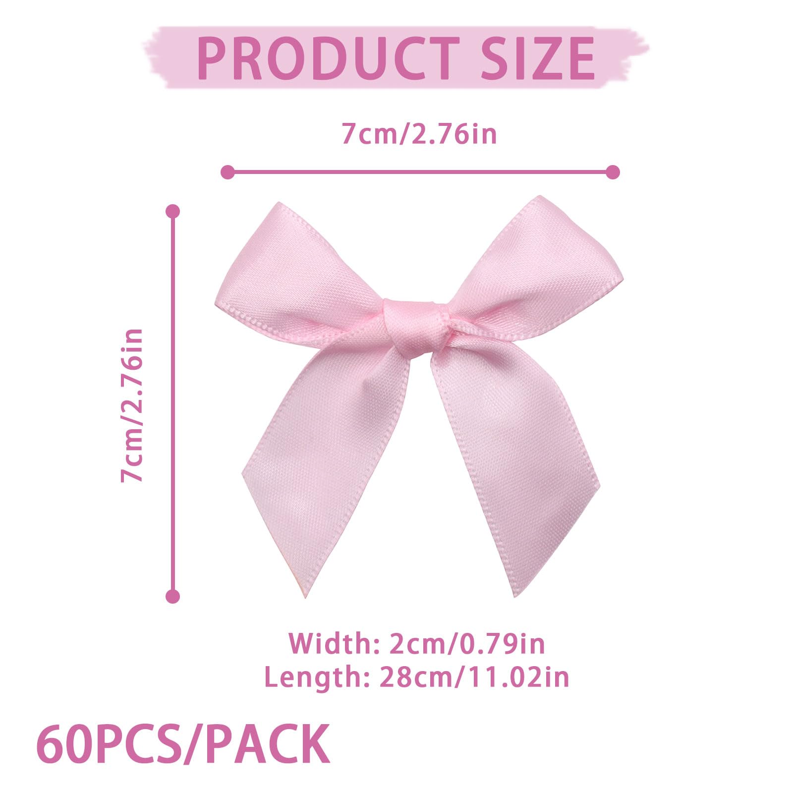 Jisrcha 60 Fiocchi, Fiocchetti Piccoli per Decorazioni, Fiocchetti per Bomboniere per Matrimoni, Confezioni Regalo, Artigianato, Compleanni, Decorazione di Sacchetti per Merenda, Regali Natale (Rosa)