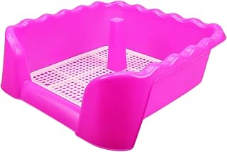 Inodoro para perros y cachorros, bandeja para orinal para interiores y exteriores, inodoro para perros medianos, color rojo rosa