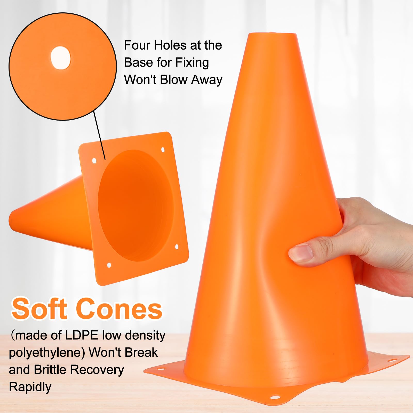 Leelosp 48 Pack 7 Inch Plastic Traffic Coni Agility Field Marker Soccer Cone Safety Coni Sports Training Conos for Skating Basketball Football Practice Drills Themed Party Decor