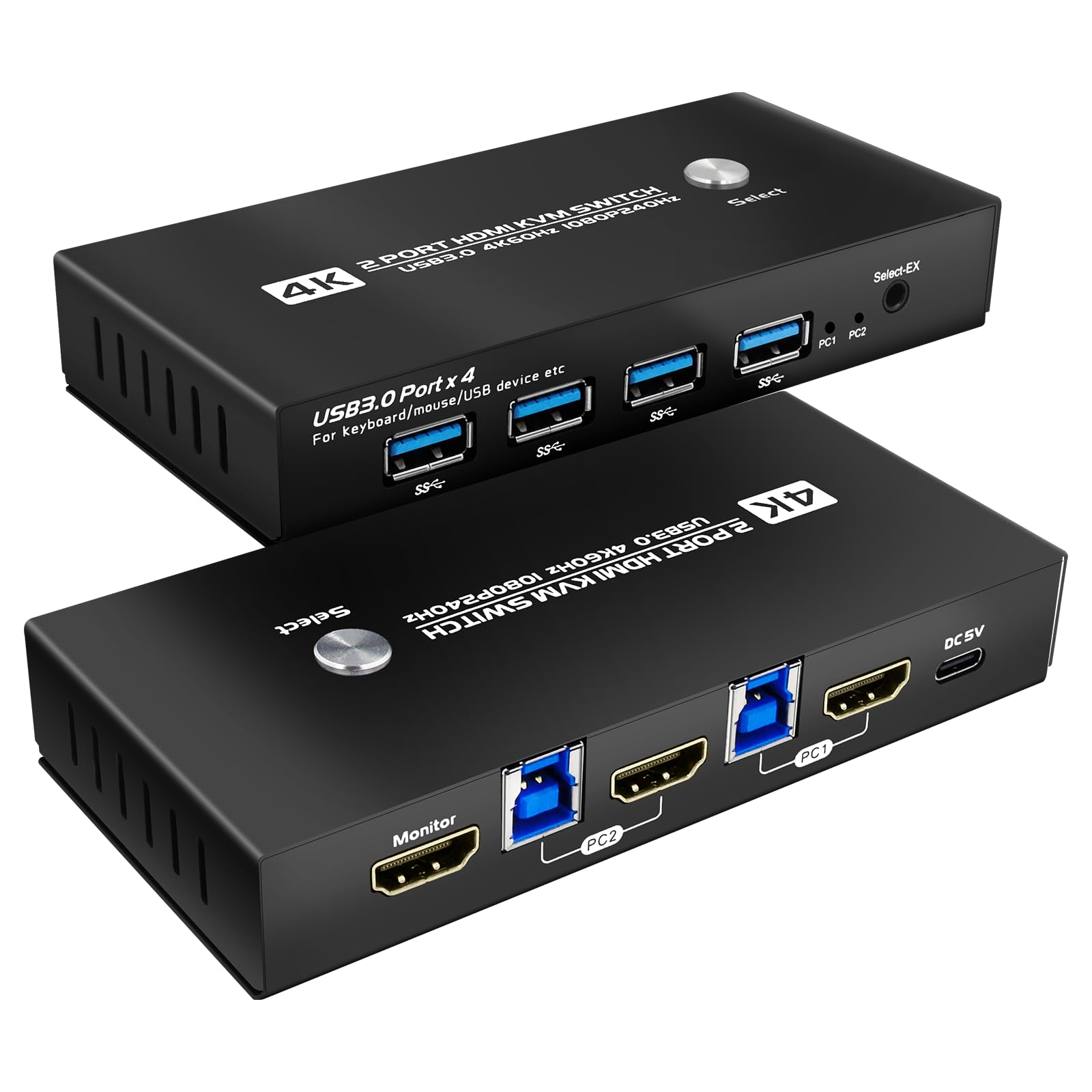 Cable HDMI 2.1 de 8 K, 6.6 pies, 4 K, 165 Hz, 48 G, kvm, interruptor dual hdmi 2.1, cable 4k 165hz hdmi 2.1 kvm, interruptor 4k 165hz kvm, 2 monitores, 2 ordenadores, cable HDMI 4k 165Hz