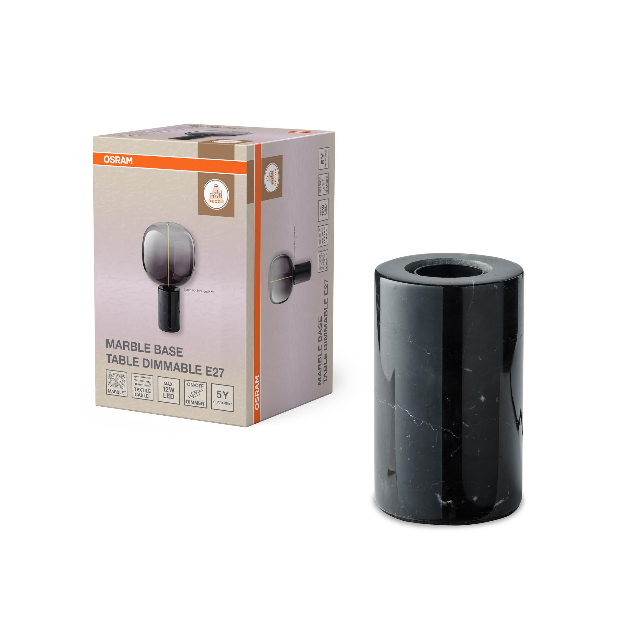 Osram Decor Marble Base Tischleuchte E27 Schwarz Marmor