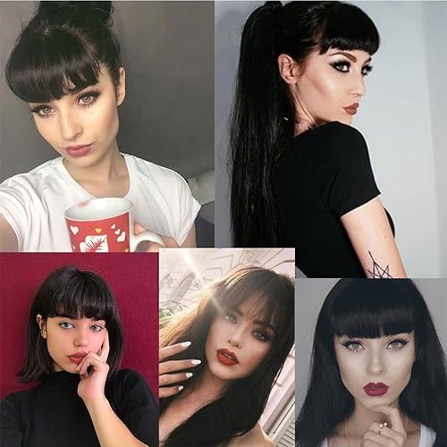 Miniatura 5 de Flequillo francés con clip, extensiones de flequillo grueso, ordenadas con sienes con clip en las extensiones de flequillo al aire (flequillo de