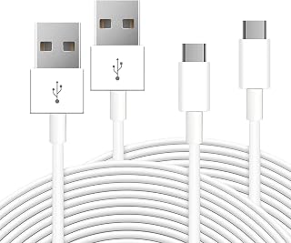 2er-Pack 5 m USB-C-Kabel, Robustes Lade- und Datenkabel für USB-C-Geräte, Stromkabel zum Laden von Überwachungskameras, Smartphones, Switch Pro Controllern und weiteren USB-C-Geräten – Weiß