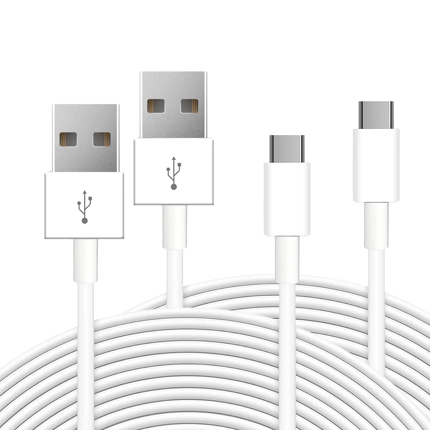 2 шт. 5-метровий кабель USB-C для зарядки та передачі даних, міцний змінний кабель USB-A - USB-C для домашніх камер безпеки та інш