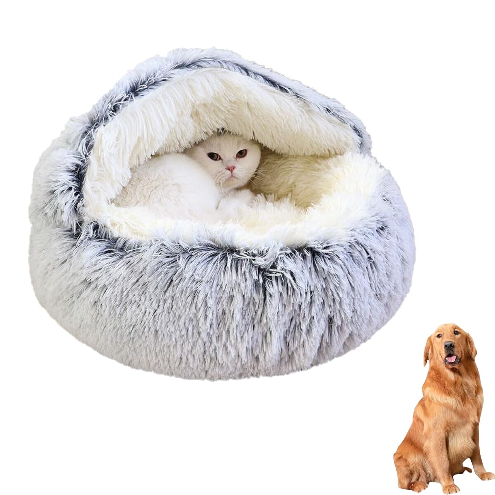 Sisliya Pet Bed, Round Plush Cave Cat Bed with Hood, Fluffy Washable Warm Donut Dog Bed, for Cats Puppy (B0CJXNH8L6) Amazon Price History, Amazon Price Tracker