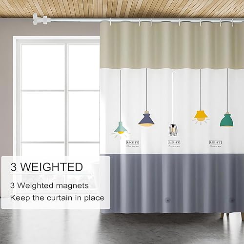 Miniatura 4 de Forro de cortina de ducha, forro de ducha de PEVA 4G, cortinas de ducha impermeables de plástico, con agujeros de ojales y 3 pesos magnéticos (luz