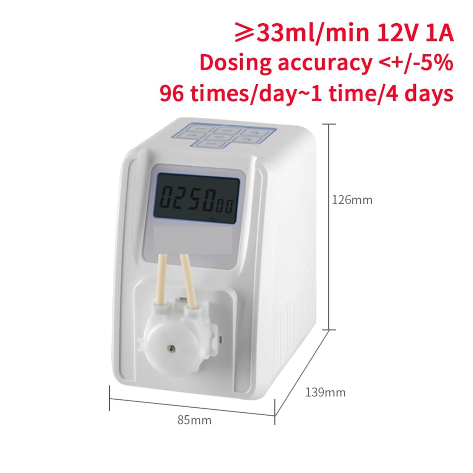 Máquina de llenado de líquidos, 33ml/min KSP-F01A bomba dosificadora peristáltica 12V DC Motor pantalla LCD dosificador de alta precisión for bomba de circulación de acuario Adecuado para líquidos con