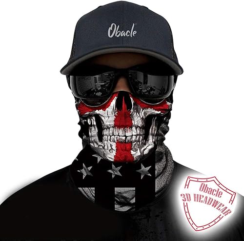 Miniatura 44 de Obacle - Tapabocas con cuello polar y de estilo de pañuelo contra el polvo y el sol para hombre y mujer Calavera Azul Ojo y Nariz